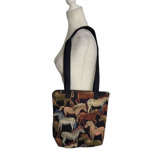 JANINE KING purse embroidered horse handcrafted tapestry small shoulder tote - Picture 1 of 8